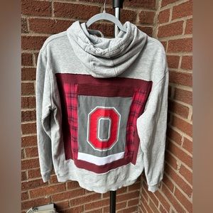 Upcycled Handmade Ohio State Patchwork Peak-a-boo Hoodie